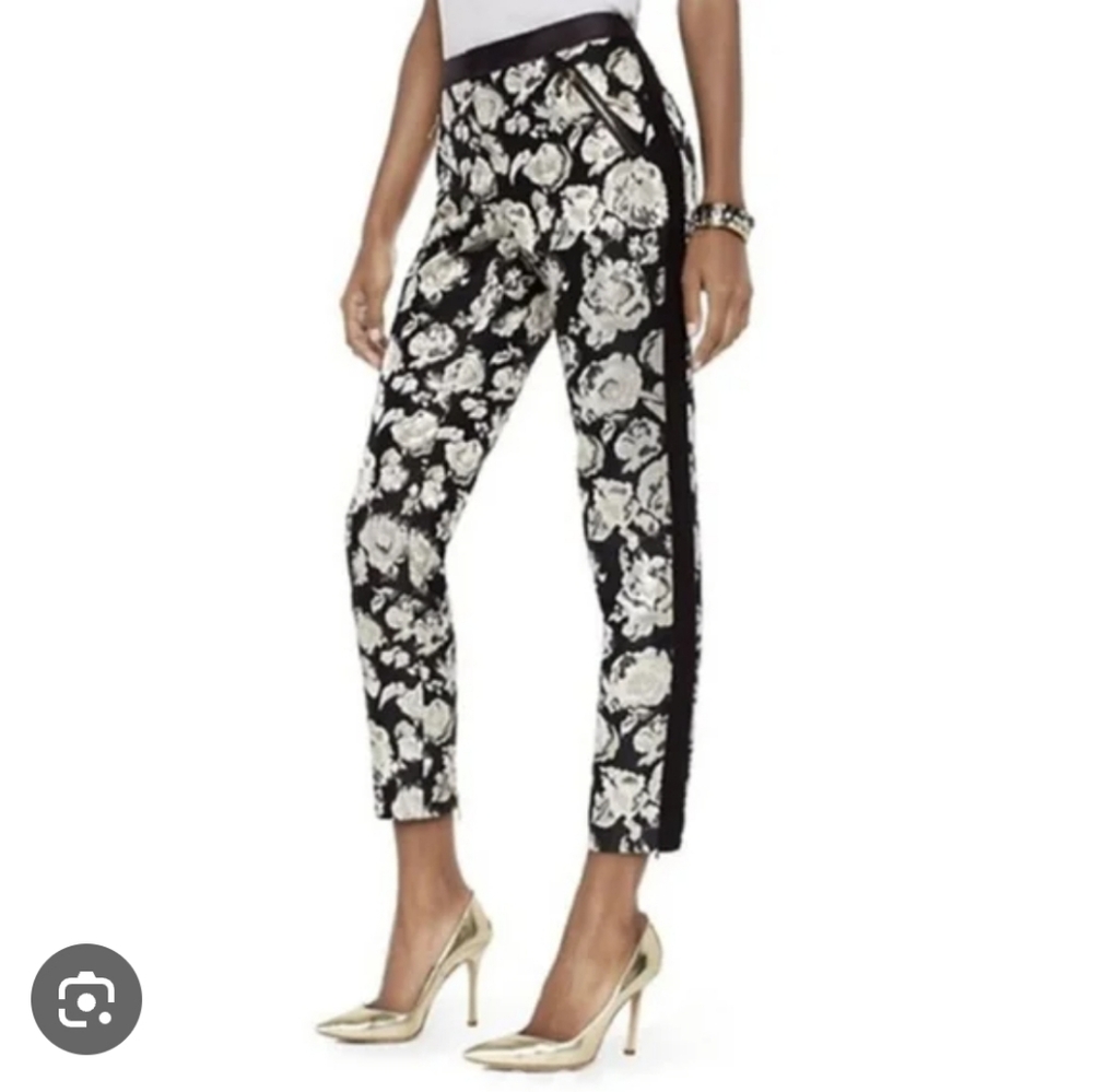 Juicy Couture Floral Metallic Jacquard Tuxedo Pants